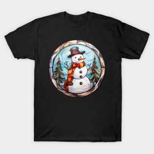 Snowman and christmas trees T-Shirt